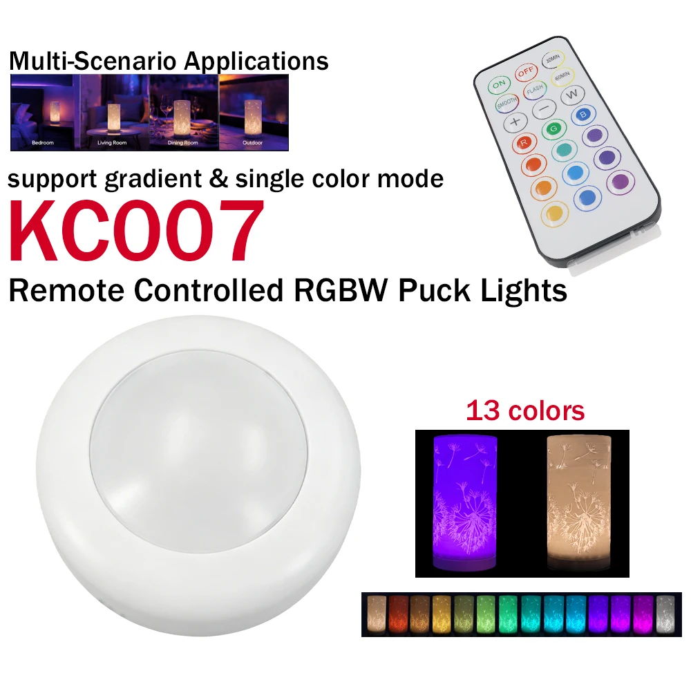 Puck Lights für Bambu Lab Lichtset KC007 RGBW 13 Farben Fernbedienung Duales Steuerungssystem Licht für MakerWorld Modell 3D-Lampe