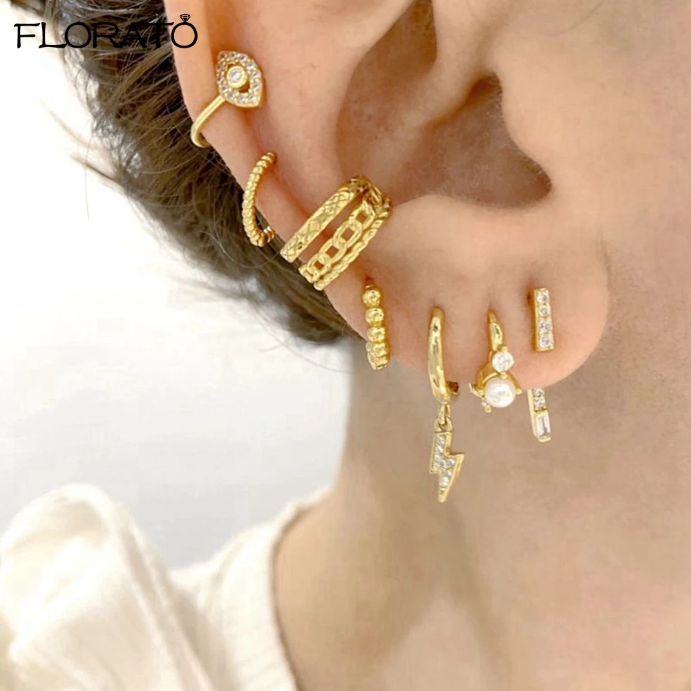 1 قطعة المرأة الموضة Pierkless قرط كبس القرط Vintage الذهب اللون العصرية Earcuff أقراط فتاة هدية بسيطة ارتداء اليومي مجوهرات #1