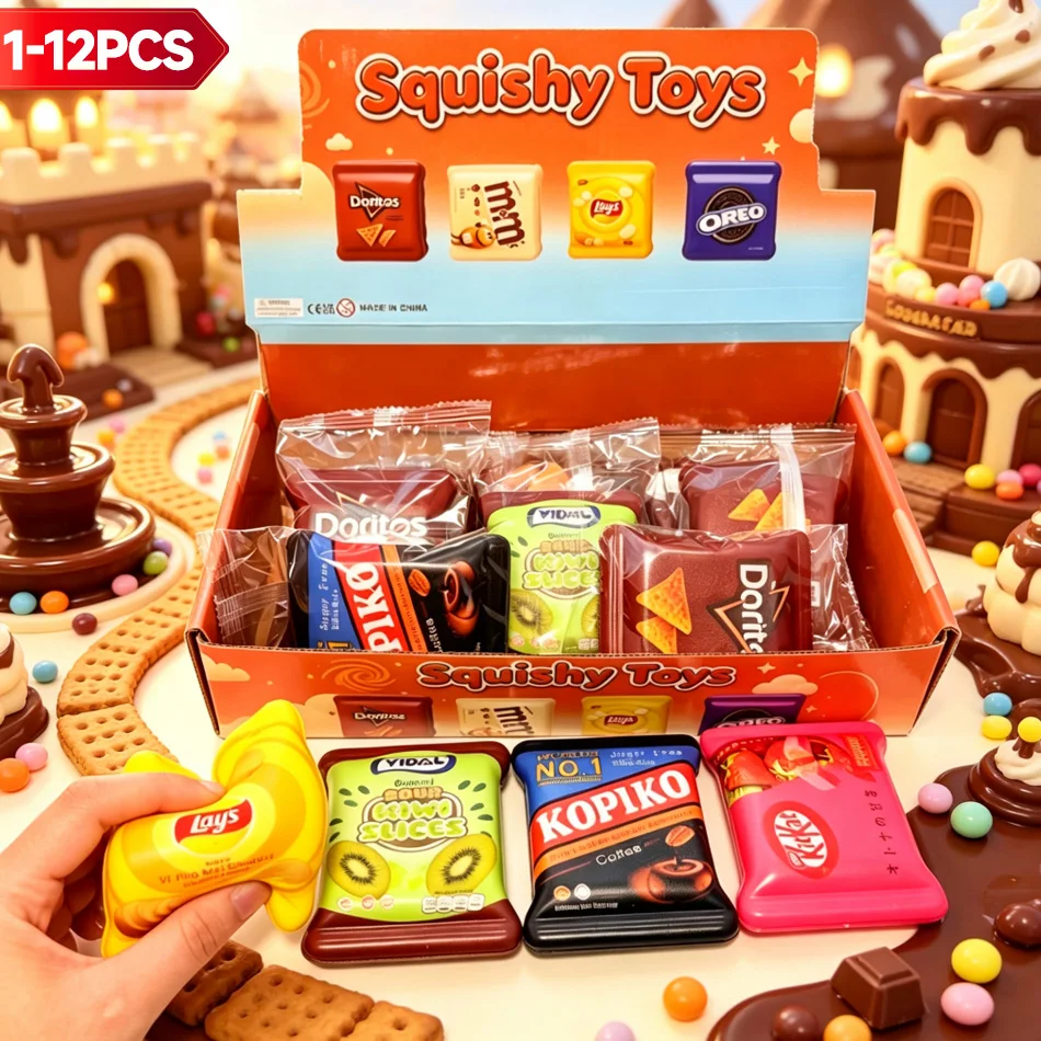 1-12 Stück Quetschspielzeug, Simulierte Snacks & Kekse PU Langsam Rückfedernde Stressabbau-Fidget-Sensorik-Spielzeuge