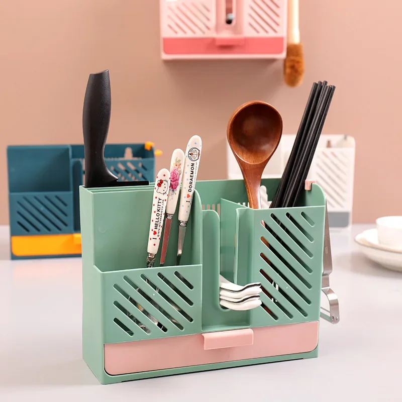 

Home Chopsticks Cage Suction Cup Drain Rack Wall-mounted Kitchen Utensils Storage Organizer Fork Knife Spoon Holder Tableware