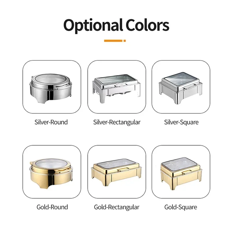 Złote, luksusowe, elektryczne wiszące naczynia do podgrzewania ze stali nierdzewnej, sprzęt gastronomiczny, naczynia do podgrzewania, podgrzewacze do żywności na sprzedaż