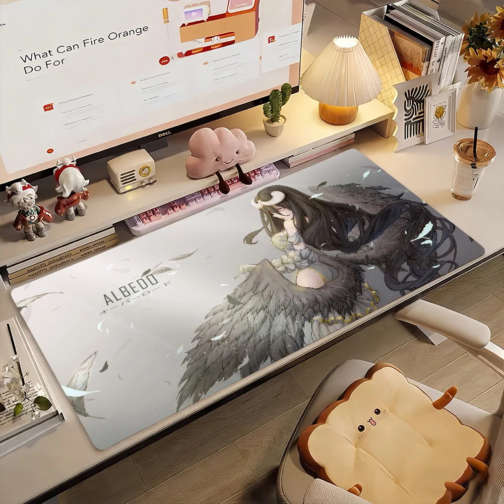 

Anime O-OverlordS Albedo Mouse Pad Non-slip Rubber Gamer Balance Computer Mat Decoracion Deskmat Laptop Office Large