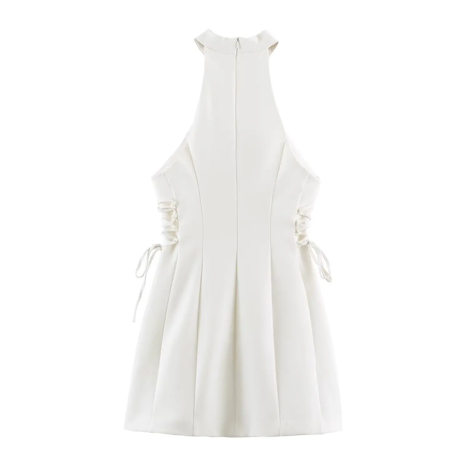 2026 Neues Damenkleid mit Neckholder, Stehkragen, ärmellos, seitlicher Schnürung, Schleifendetail, figurbetontes Kleid für Abend, Club, Party, Minikleid – Detail 5