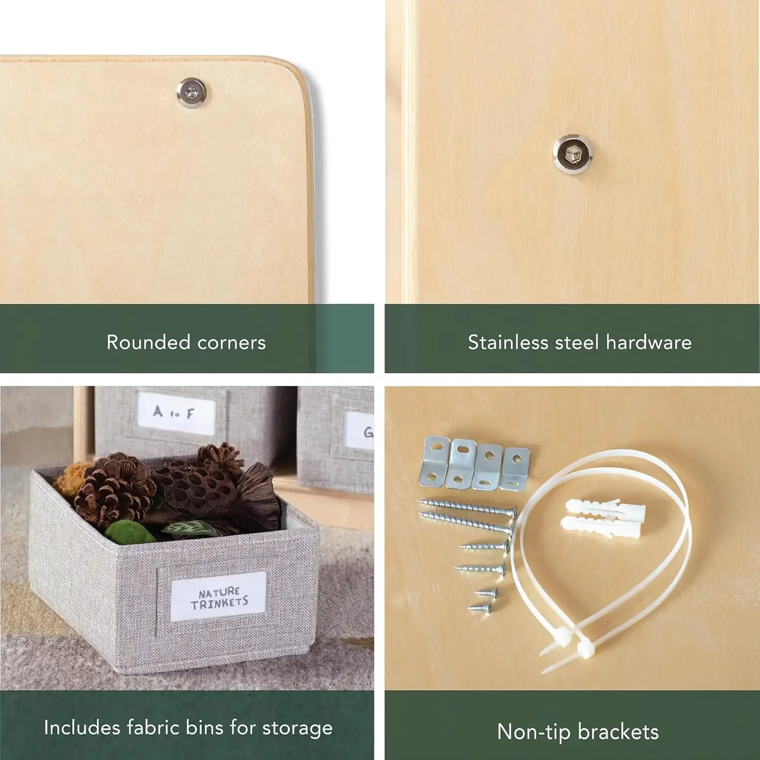 EdQ Dress-up Storage with Bins Natural: Kids Dress Up Rack with Mirror, Shoe Storage Shelf, and Cubbies for Costume and Pretend