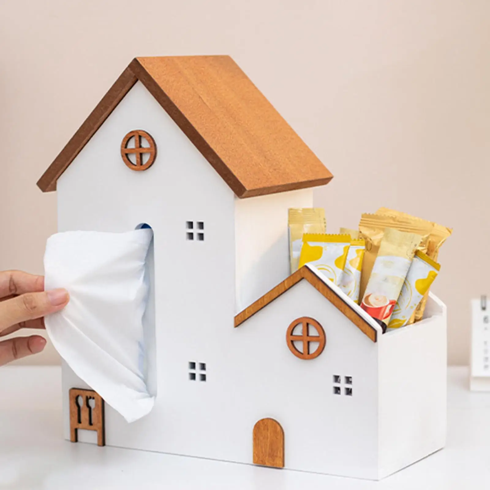 House Statue Home Decor Tissue Box Cover for Countertop Drawing Room Bar
