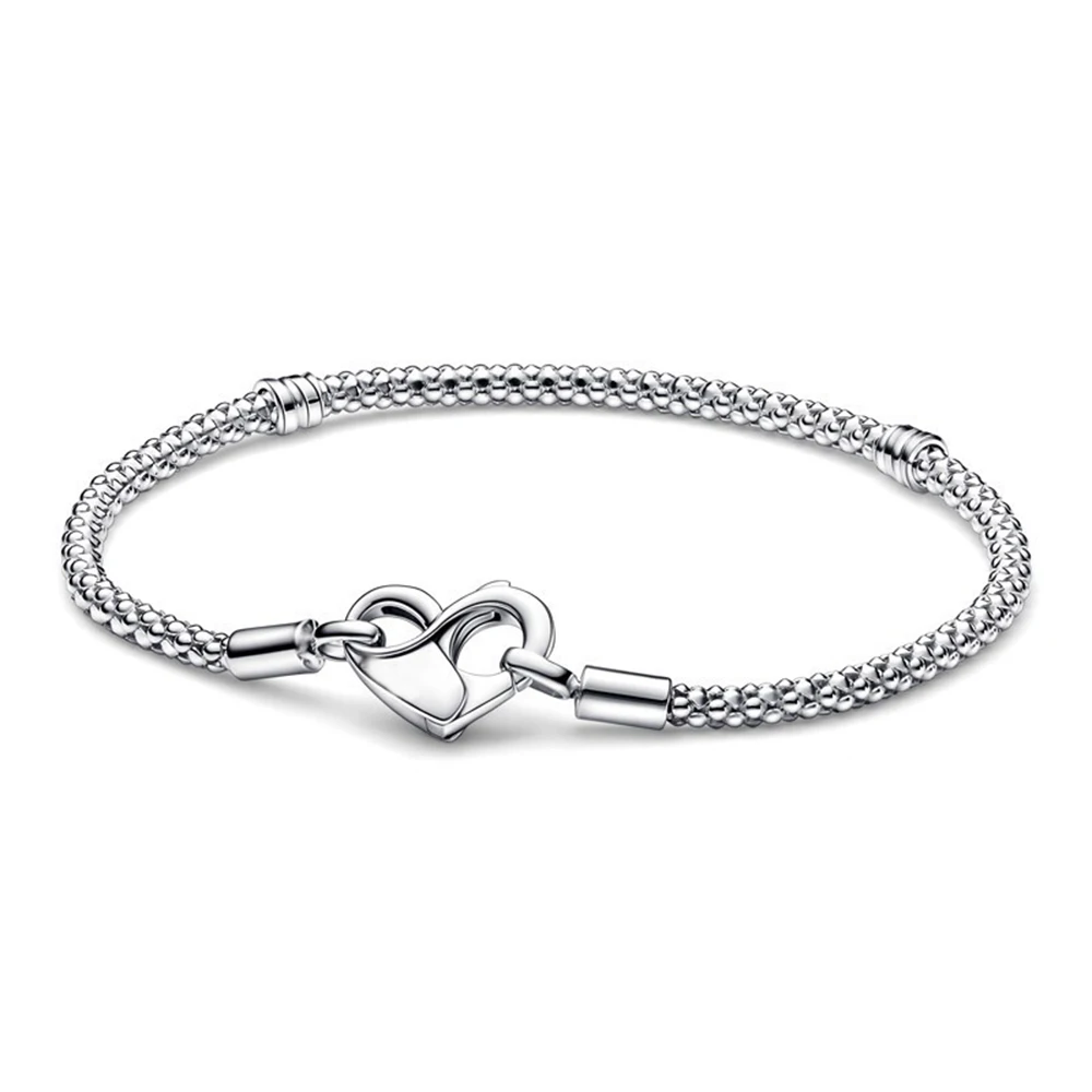 Hot selling 925 silver women's bracelet with heart T-shaped buckle and adjustable logo bracelet, fashionable DIY jewelry gift - view 2