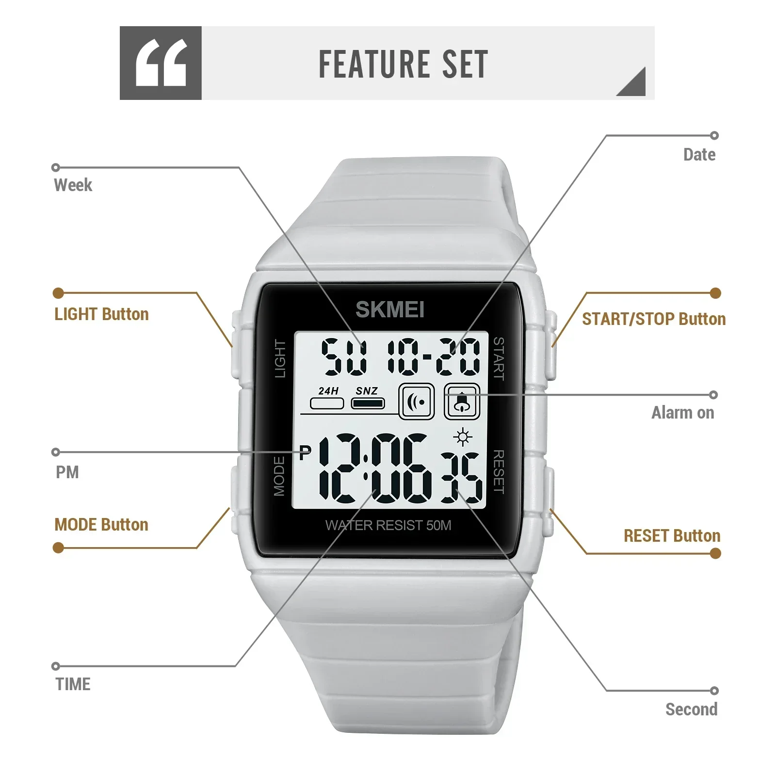SKMEI 1960 reloj hombre Japan Digital movement Mens Sport Military Countdown Alarm Clock 5Bar Waterproof LED Light Wristwatch