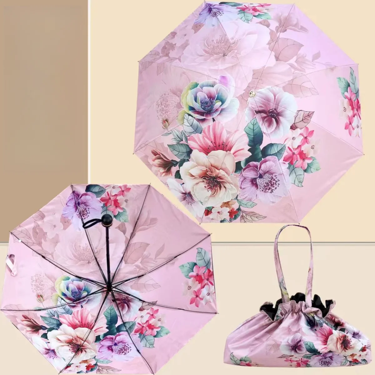 Double-layer Folding Sun Umbrella High-grade Sun Protection Umbrella Colored Glue Anti-ultraviolet Dual-use in Sunny and Rainy D