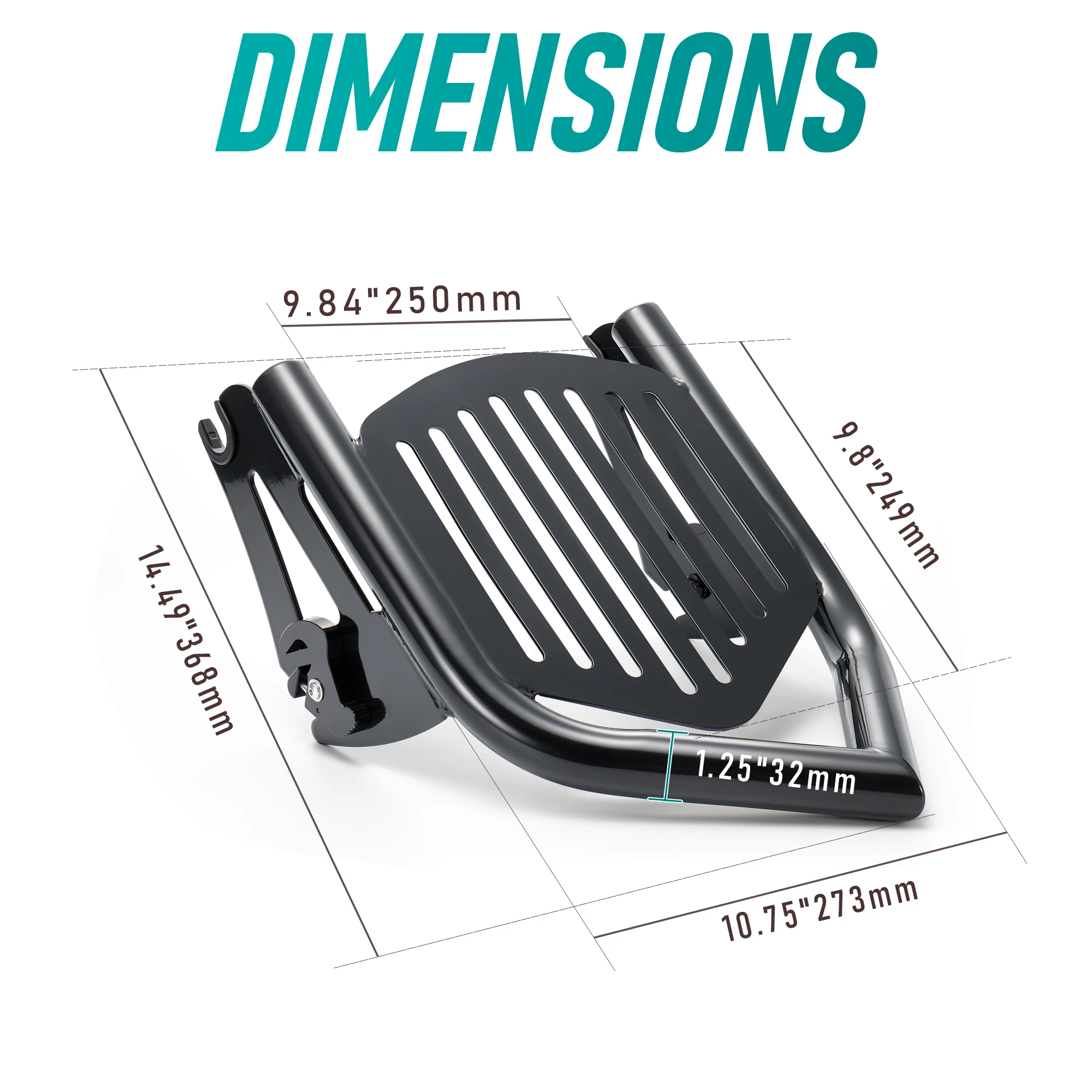 Touring-Gepäckträger, Halterung für hintere Haltegriffe für Harley 2009–Up Road Glide Road King Street Glide Electra Glide, Schwarz/Chrom