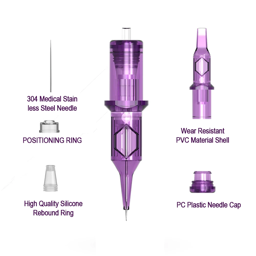 20pcs Mixed Tattoo Needle Disposable Cartridge #0.35mm/3RL 5RL 7RL，TB Purple Tattoo Needle , for Tattoo Machine Body Art Tattoo image 3