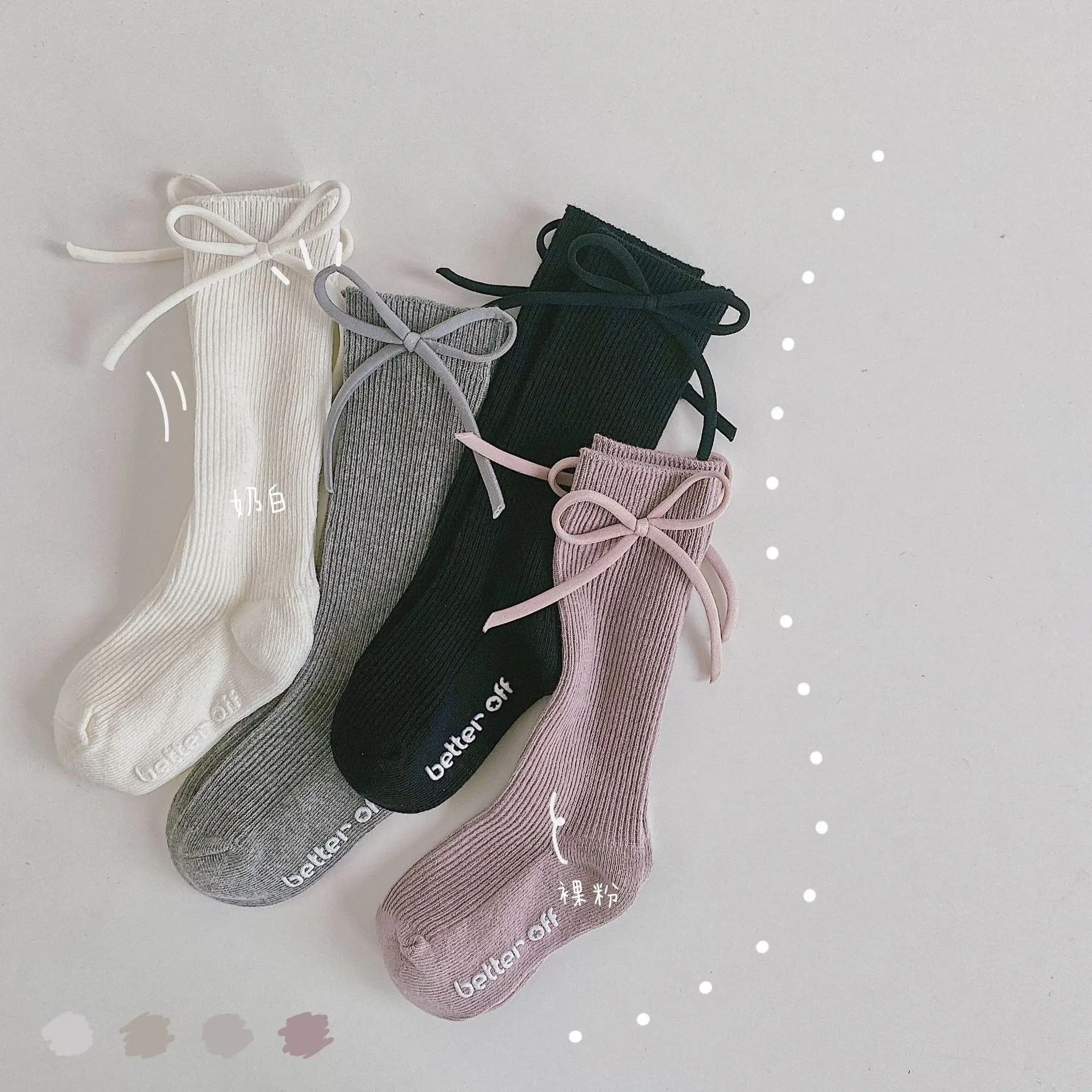 Summer Hollows Breathable Bows Sock Non-slip Fine Casual Ballet Style Solid Color Bandage Casual Stocking for Girl Daily Wearing