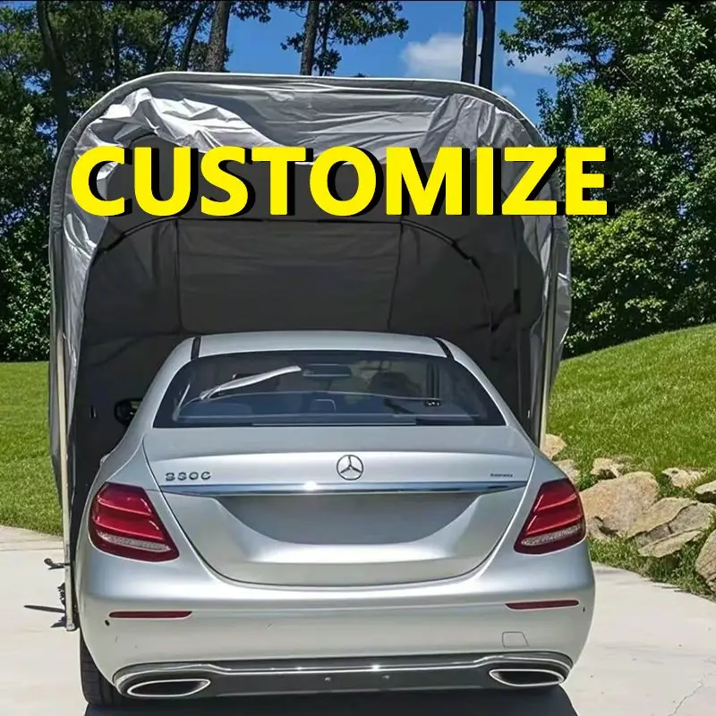 Any Size Custom Outdoor Mobile Foldable Carport Auto Opening Closing Wearproof Oxford Fabric Yard Waterproof Sunproof Garage