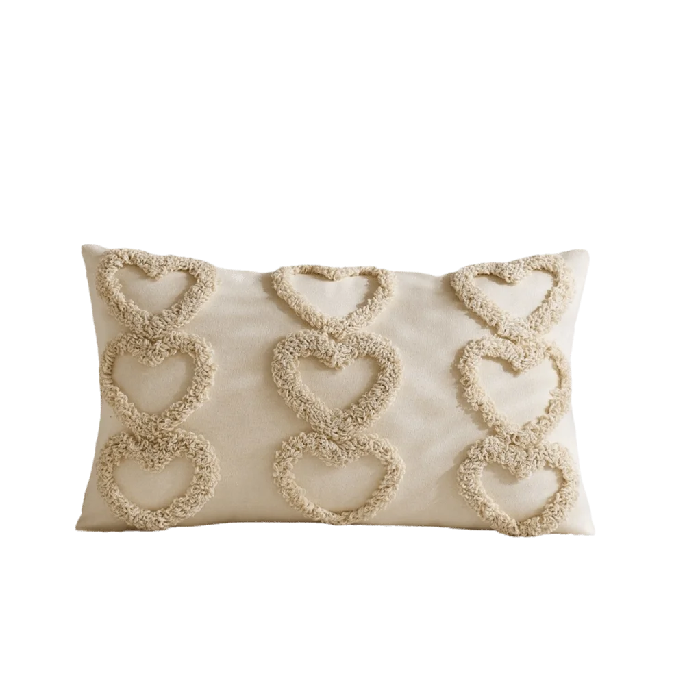 כרית עם דוגמת לב רומנטית לחג האהבה, רקמה, רוכסן מוסתר, תיק כרית מרופד, מגבת קטיפה מבריקה בצבעים