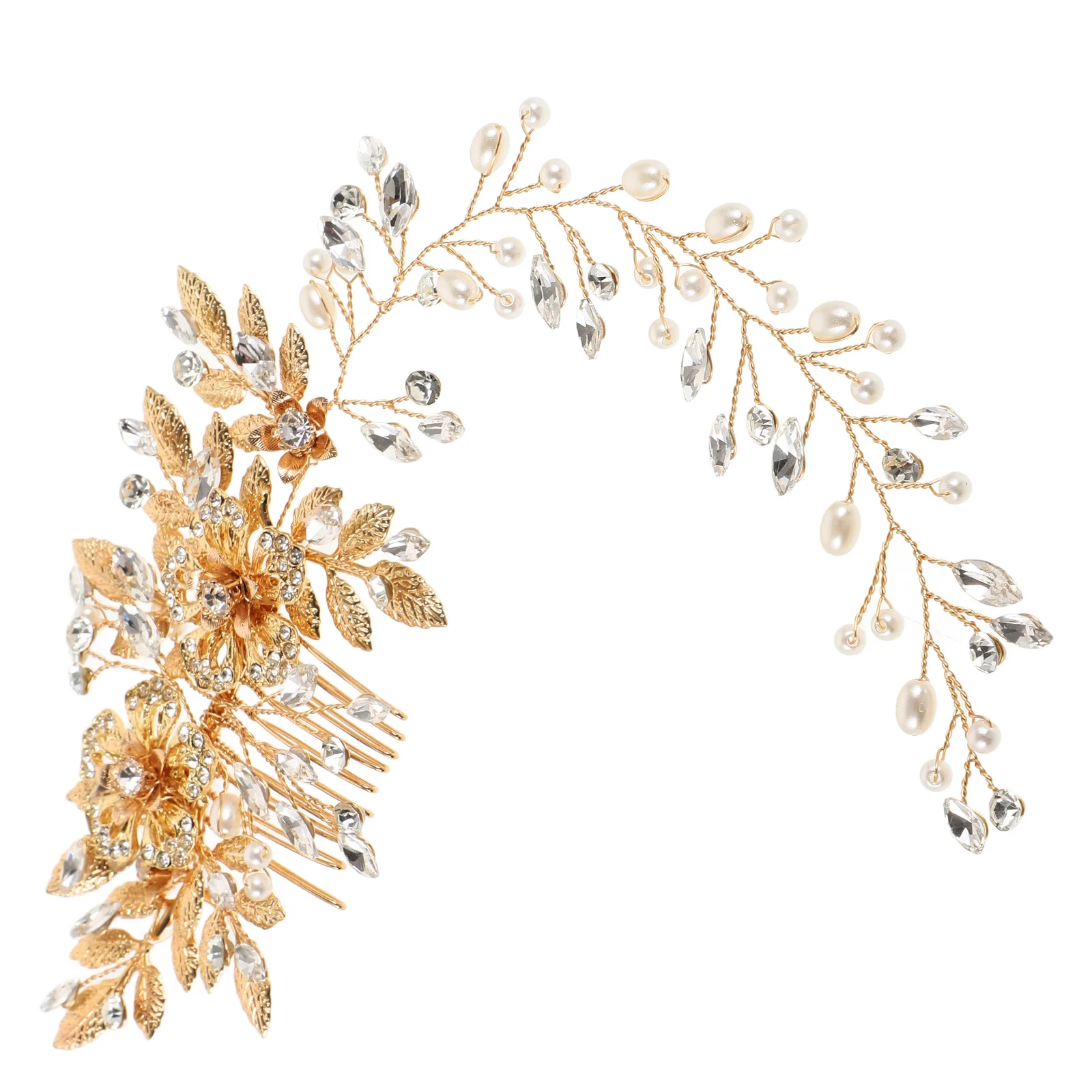 

1Pcs Handmade Pearl Hair Comb Bridal Headdress Alloy Rhinestone Wedding Hair Decorations Prom Party Creative Wedding Hairpin