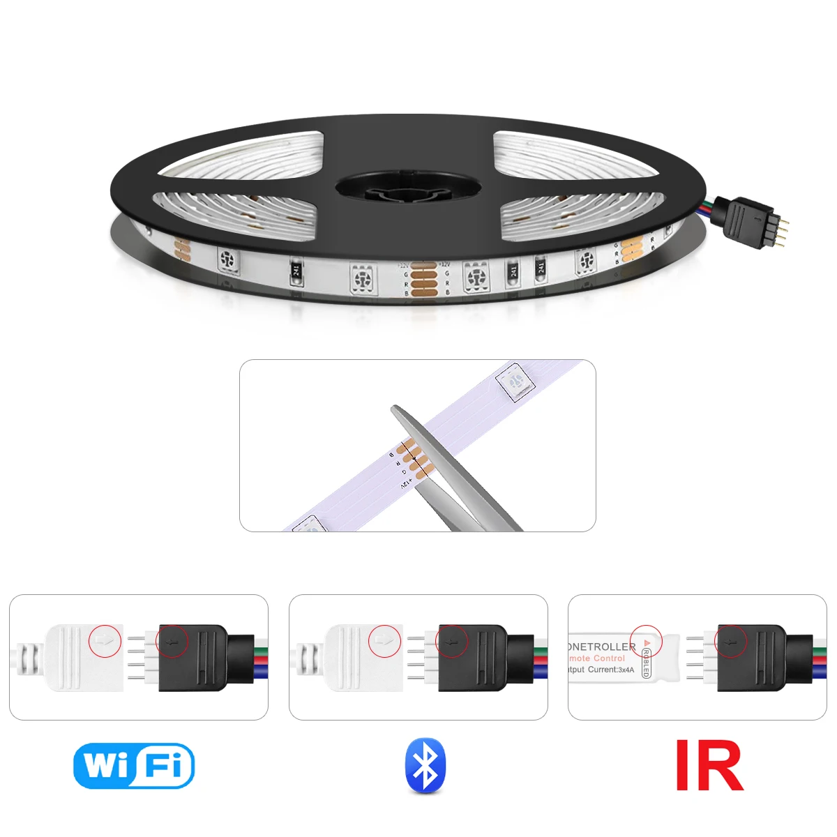 RGB 5050 SMD LED Strip Light Bluetooth /Tuya WIFI App /IR Remote Controller Flexible Ribbon Neon Lamp Home Christmas Decoration