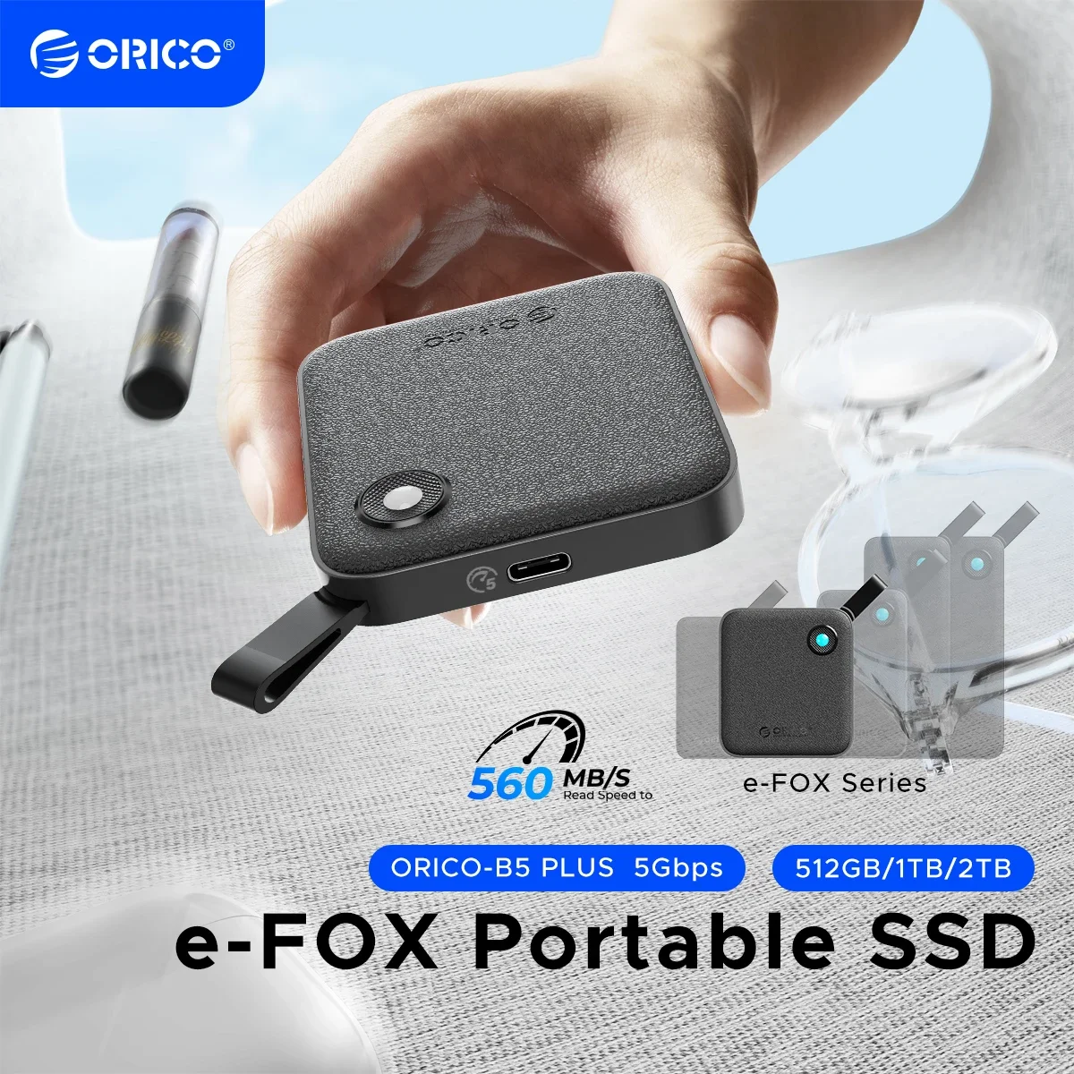 ORICO Portable External Solid State Drive External Hard Drive USB 3.2 Gen2 SSD for iPhone 15/Pro Windows Mac Lightweight