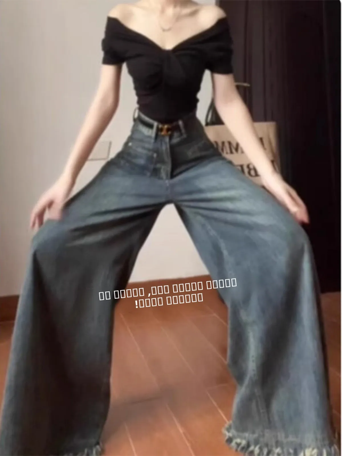 

Свободные широкие джинсы с высокой талией, женские большие размеры, осенние джинсы Pear Ape для похудения, синие джинсовые брюки Lazy Sle