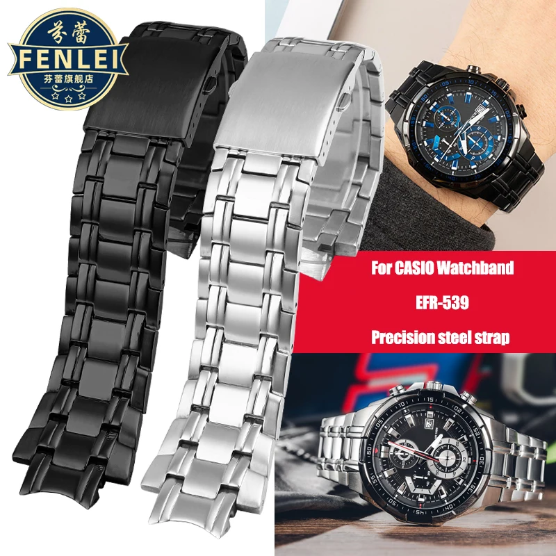 316 Solid Stainless Steel Watch Strap For Casio EDIFICE EFR-539 5345 Wrist Band Men Matte Metal Replacement Bracelet Accessories