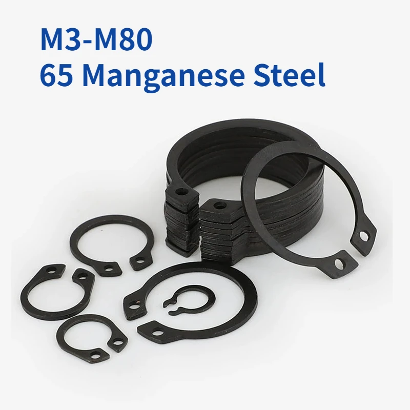 M3-M80 GB894 Black 65mn Manganese Steel C Type External Circlip Retaining Clip Ring Washer for Shaft