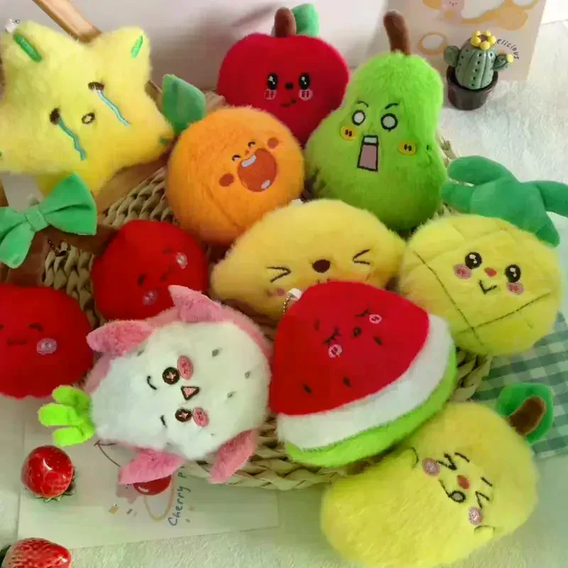 사랑스러운 과일 키체인 플루 장난감 인형 웨딩 콘페티 소녀 가방 펜던트 학교 가방 부드러운 봉제 인형 모든 연령대용