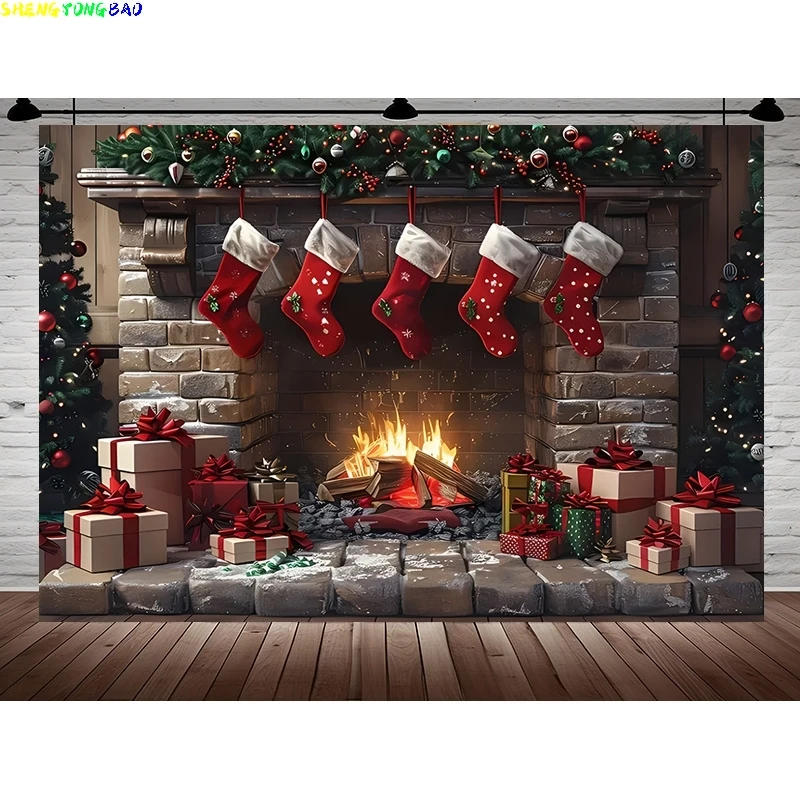 

Фон для фотосъемки с рождественской елкой, реквизит, деревянная дверь, снеговик, кинотеатр, сосна, Новый год, оконный венок, студийный фон DS-4