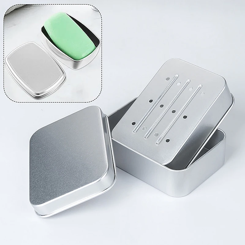 Empty Metal Soap Dish With Lid Soap Box Aluminum Storage Box Case Organizer For Money Coin Candy Key Container Jar Cans