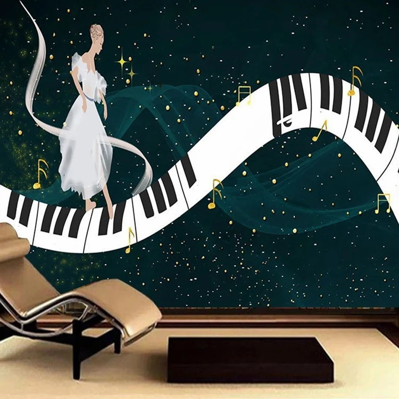 

Custom Size Creative Wall Art Music Piano Dancer Painting Wallpaper for Girls Bedroom Background Decor 3D Photo Mural Canvas