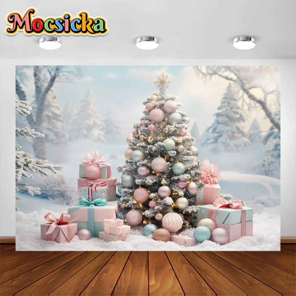 خلفيات تصوير شجرة الصنوبر للكريسماس ، خلفية صور المناظر الطبيعية الثلجية ، صورة فتاة ، صور فوتوغرافية للأطفال ، مستلزمات الاستوديو ، هدية