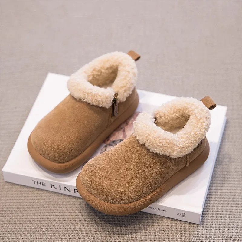 

2025 Winter Fashion Kids Snow Boots Thick Bottom Round-toe Children Outdoor Warm Cotton Boots Causal Anti Slip Plush Ankle Boot