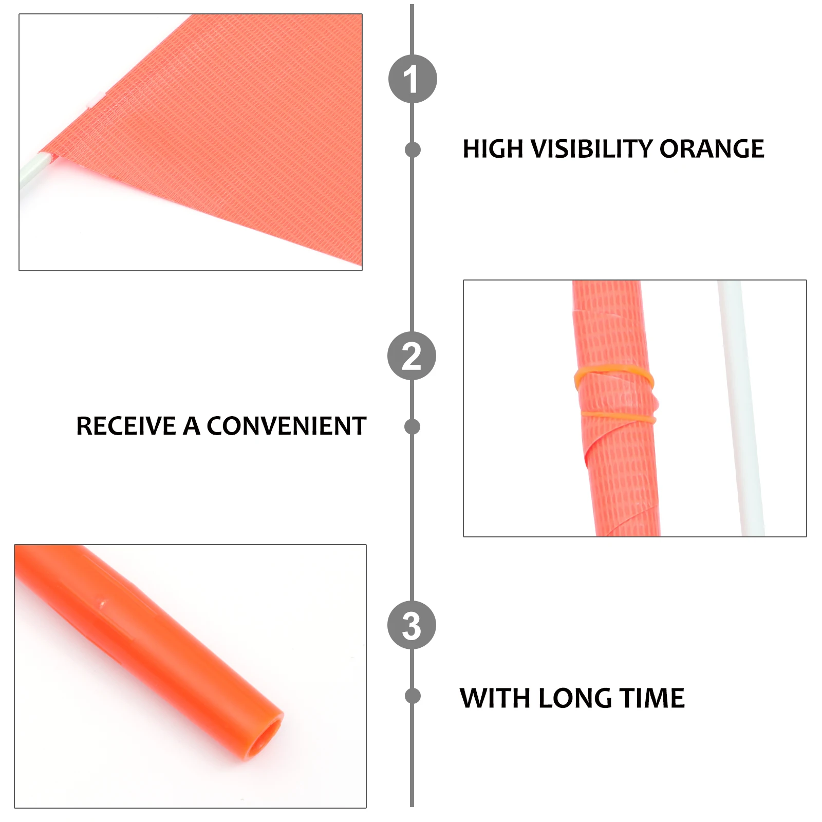 

2 set 2 Sets Bike Safety With Pole Double Sided Orange Flag For Kids Adults Bicycle Rear Axle Wall Sticker Durable Warning Flag