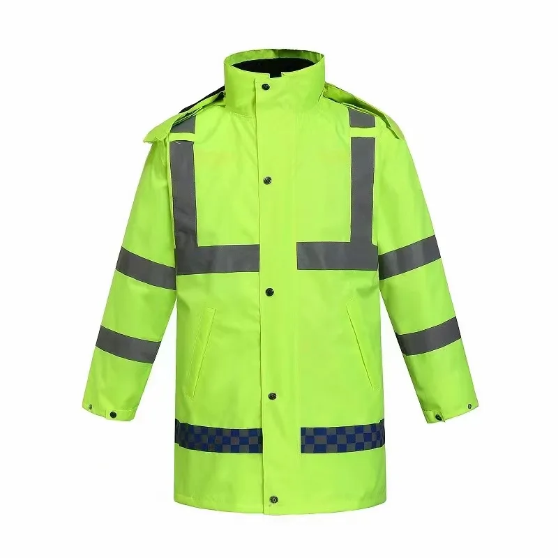 Reflective raincoat winter cold resistant warm cotton-padded jacket traffic duty reflective thick padded jacket removable inner