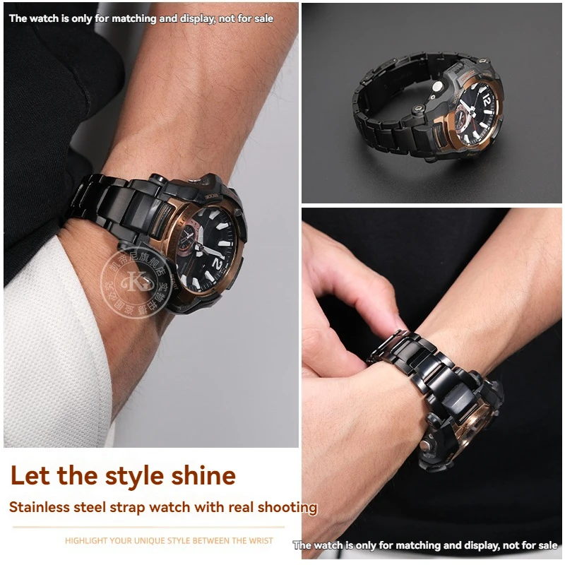 Solid Stainless Steel Strap For Casio G-shock 5536 Black Knight GR-B100 metal watchband Modified GR-B100-1A Men Replacement