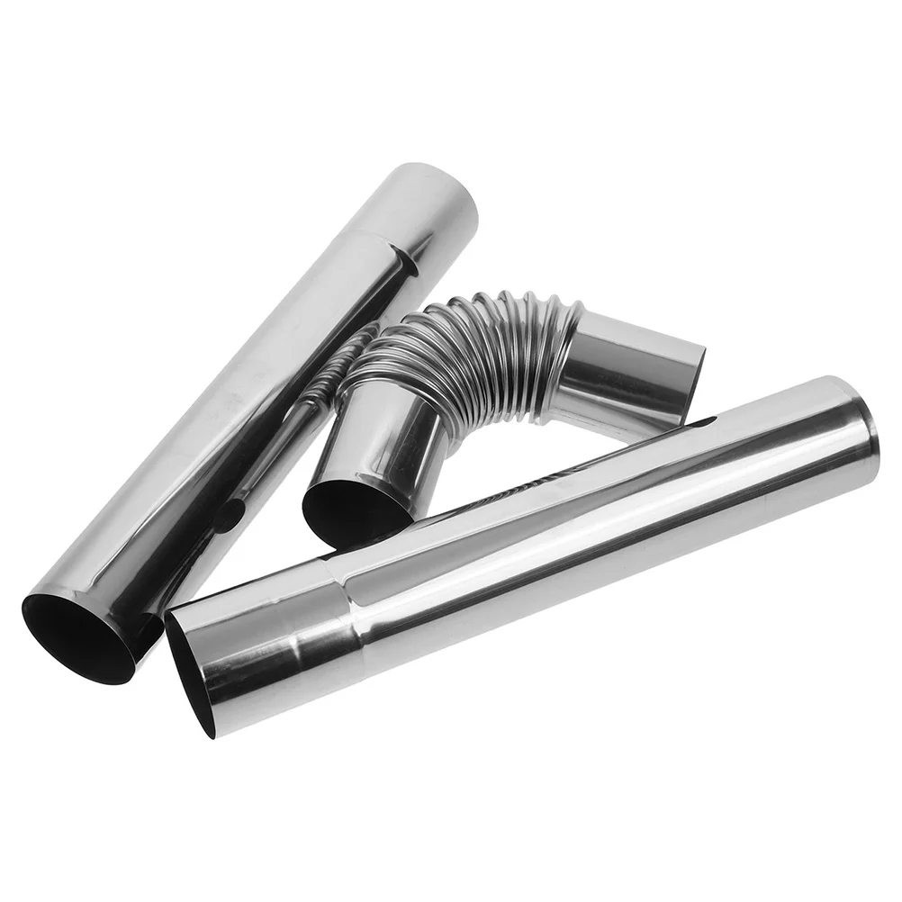 1 set 1 Set Stainless Steel Flue Chimney Pipe High Temp Resistant Wood Stove Fireplace Exhaust Extension Easy Install