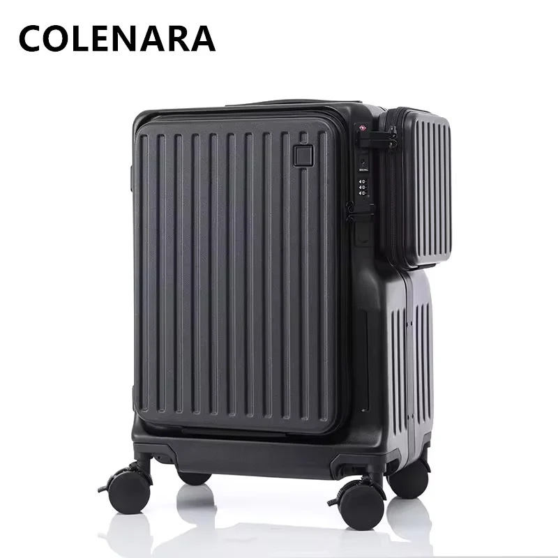 COLENARA Cabin Suitcase Multifunctional Boarding Box 20 Inches Student ABS + PC Trolley Women's Universal Wheel Rolling Luggage
