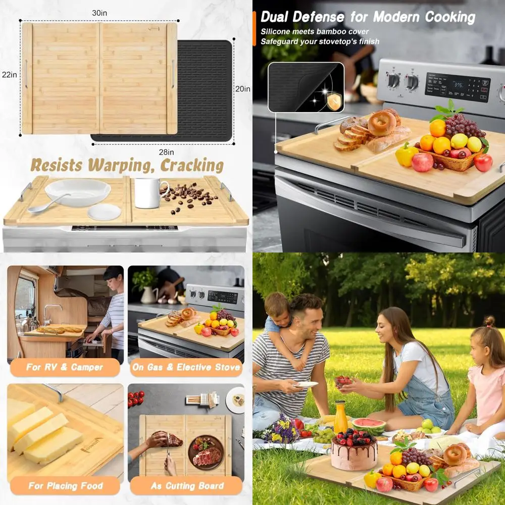 

Silicone Stove Top Covers for Electric and Gas, Folding Noodle Board, RV Stove Cover, Over Sink Cutting Board Set 30x22