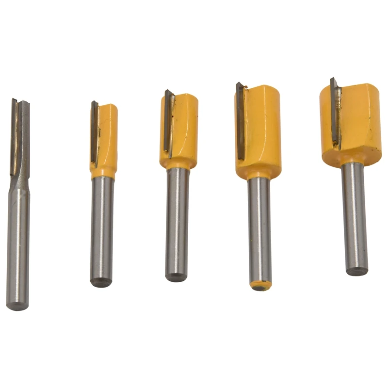 ABSF Set Of 5 Piece Straight Dado Router Bit Set Carbide Wood Milling Cutter Tools,Cutting Diameter 1/4 Inch,3/8 Inch,1/2 Inch,5