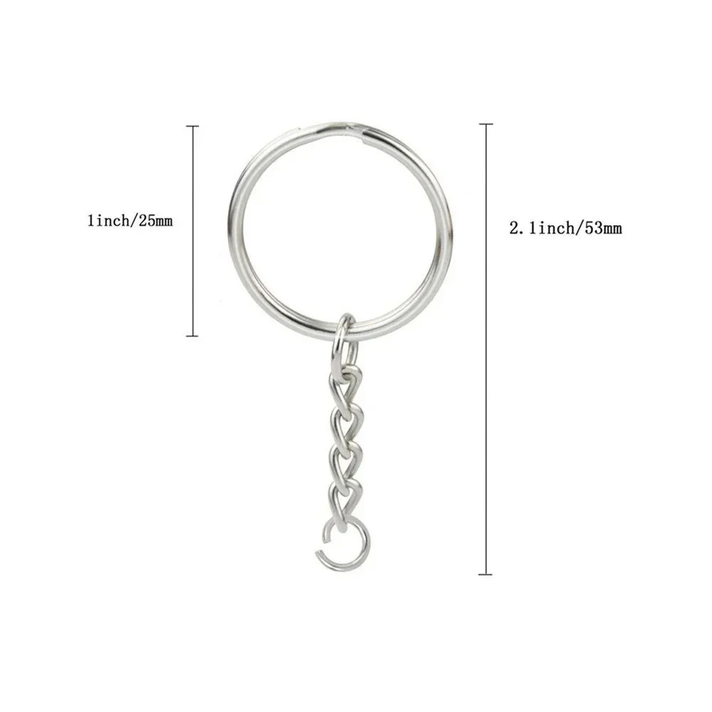 10/30/50pcs Open Metals Key Ring with Chain and Jump Rings Silver Color Metal Parts with Open Ring and Connector DIY Jewelry