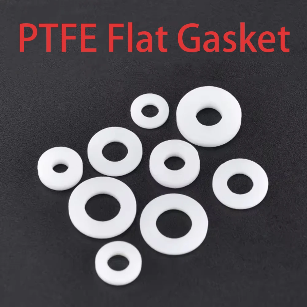 30-100Pcs Thick 2/3mm PTFE Flat Gasket ID 6/8/10/16/20/31/35-56mm High Temperature Resistance Plastic King Flange Seal Washer