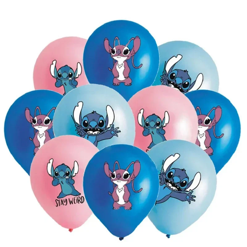 Disney-Juego de globos de látex con temática de Lilo & Stich para niños, suministros de utilería para decoración de fiesta de cumpleaños, Kawaii Stitch, 18 piezas