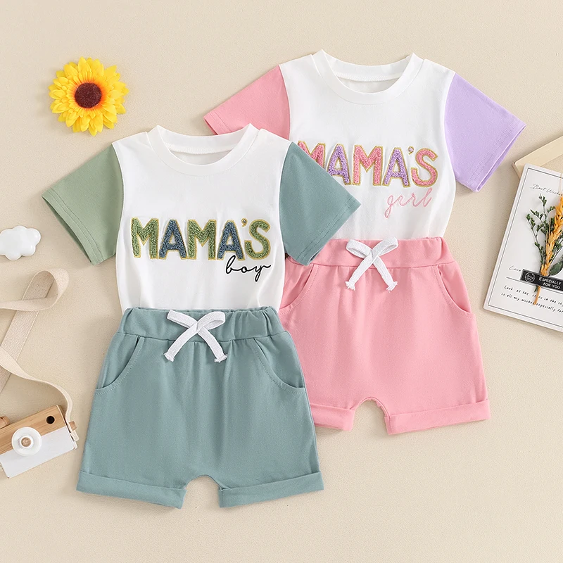 

2024-03-08Lioraitiin Toddler Baby Boys Girls Outfit Letter Embroidery Short Sleeve T-Shirt and Elastic Shorts Set Summer Clothes