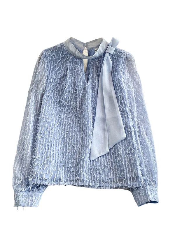 Chic rond Ne noeud gland épissage irt femmes automne hiver doux Personali longue Sve coupe ample Blouse