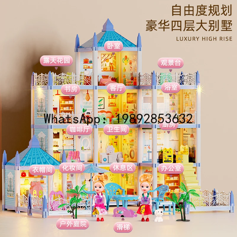 Gioco di finzione per bambini, casa delle bambole giocattolo per ragazze dai 3 ai 6 anni, regalo di compleanno