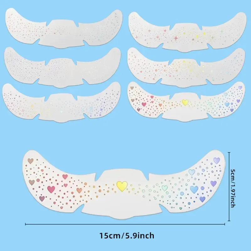 6pc Glitter Freckles Holographic Stickers Heart Freckle Tattoos Glitter Stickers Waterproof Temp Tattoos