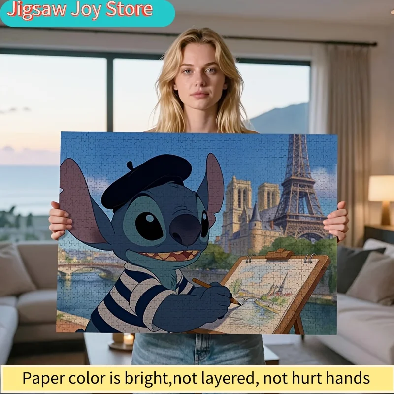 

Пазл Disney Stitch Paris Artist, тематический пазл для взрослых на тему путешествий, развивающая головоломка
