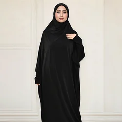 Muslim Abayas with Sleeve Full Cover Women Solid Color Long Robe Soft Cotton Hemp Robe Islam Ramadan Prayer Clothing Poncho