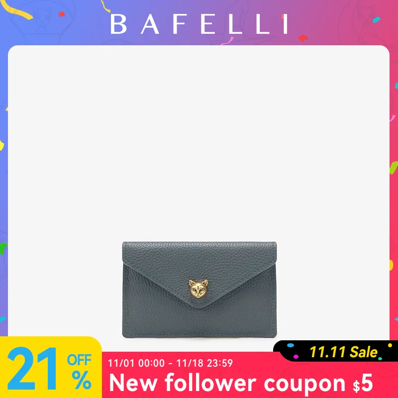 BAFELLI Designer Multi-card Slots Genuine Leather Short Wallet for Women with Bill Storage