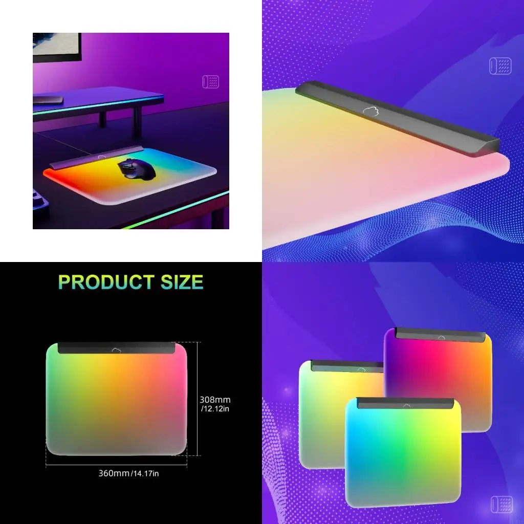 

K3NB LED Gaming Mouse Pad Small Glowing 7 Color LED Mousepad Antislip Rubber Base