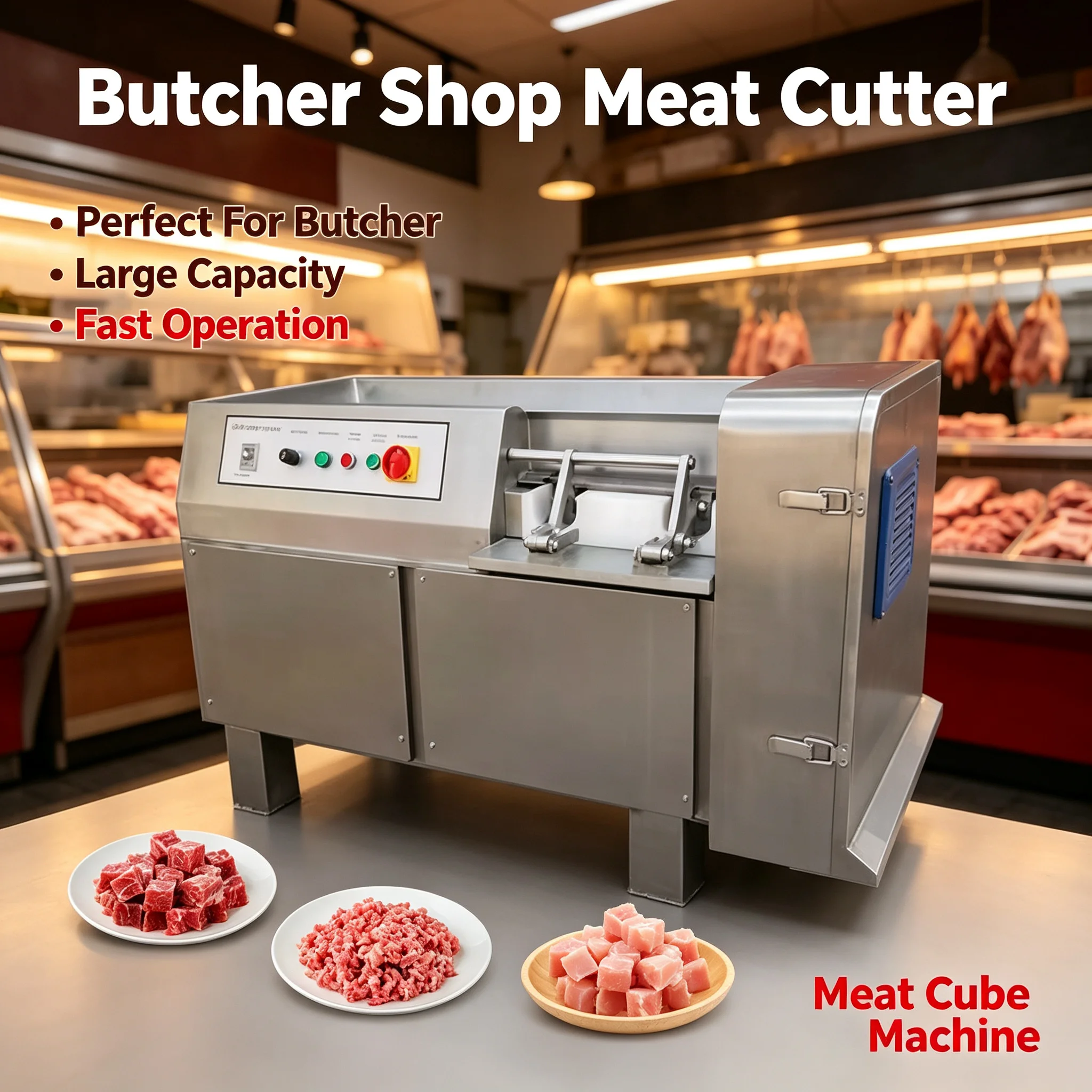 Meat Dicing Machine Food‑Grade Stainless Steel Cutter For Beef Pork Mutton Cube Processing Customized