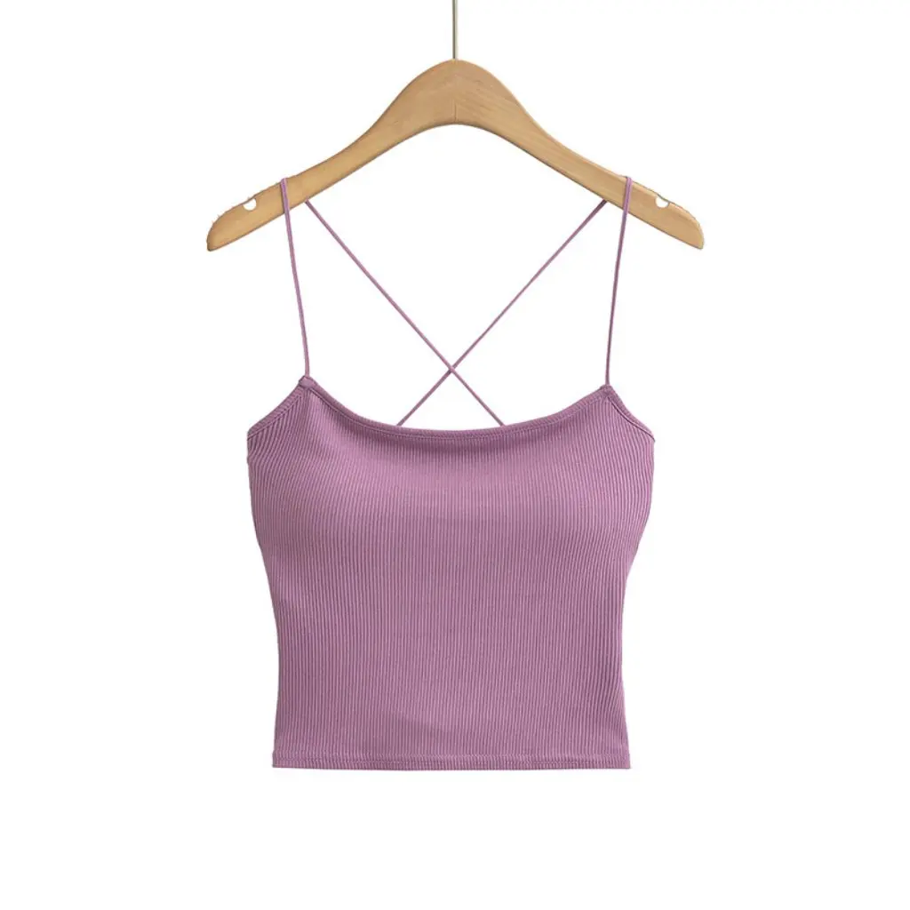 

Women's Cross Backless Camisole Vest Slim-Fit Summer Top with Chest Pad Inner And Outer Wear Beautiful Back Design