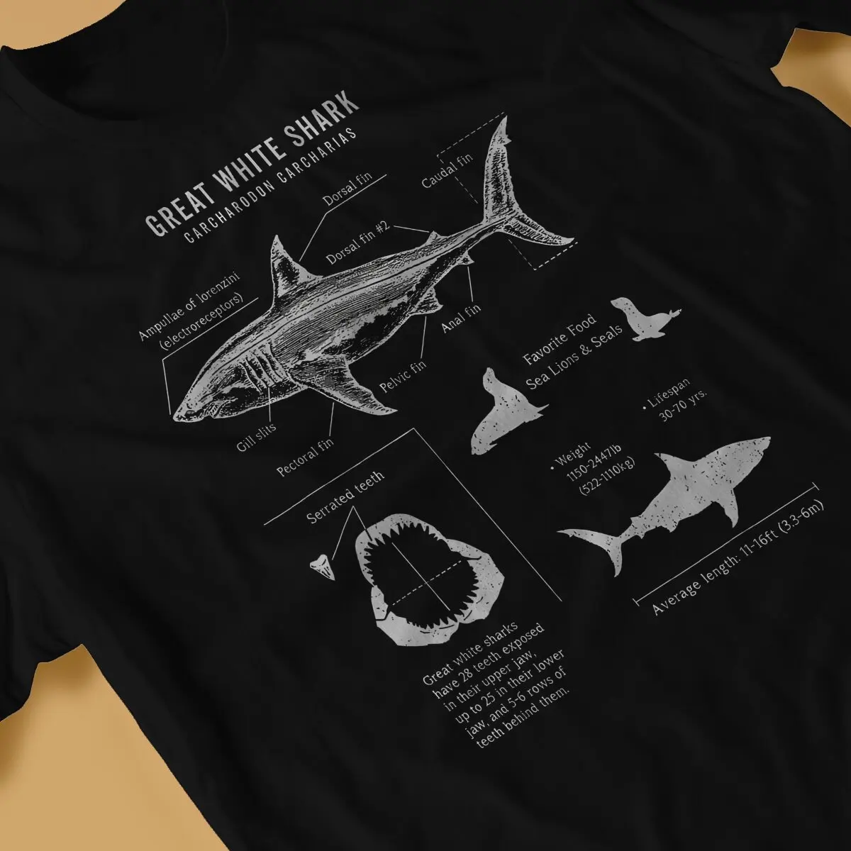 Great White Graphic TShirt Shark Scuba Diving Style Tops Comfortable T Shirt Men Short Sleeve Special Gift Idea